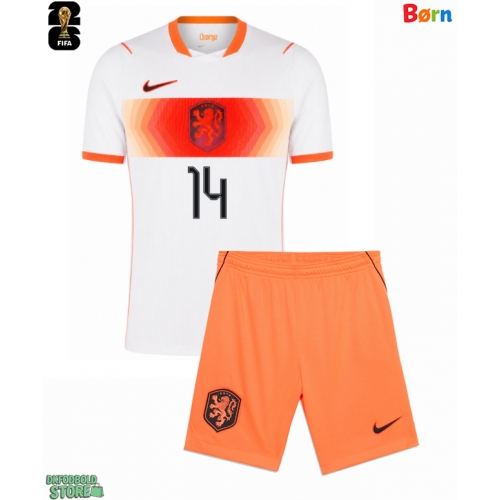 Holland Tijjani Reijnders #14 Replika Babytøj Udebanesæt Børn VM 2026 Kortærmet (+ Korte bukser)